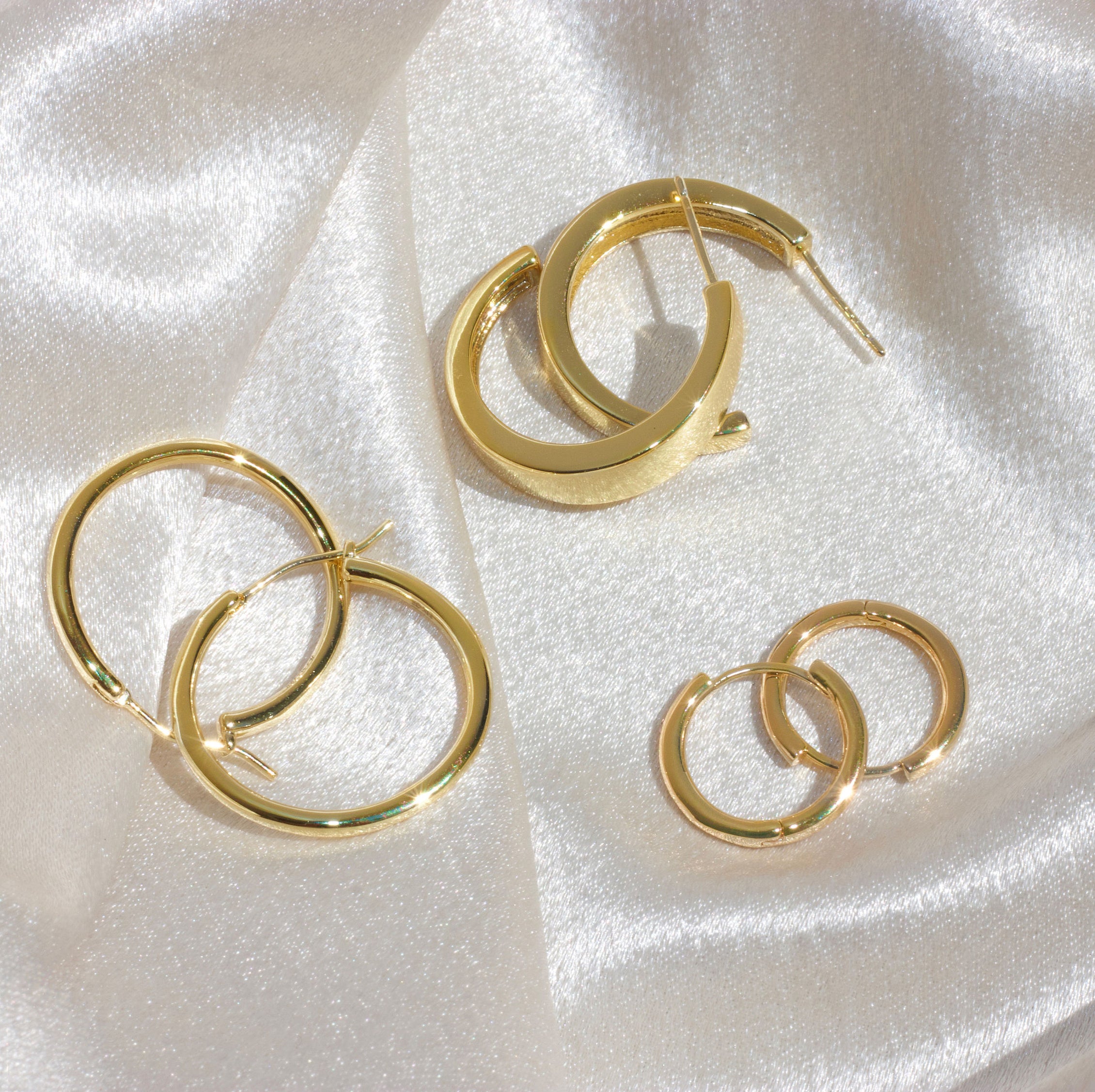 Gold Filled Large Dome Hoops – Heart Made of Gold