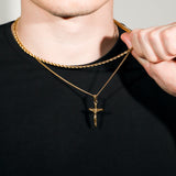 Crucifix Pendant Rope Gold Set
