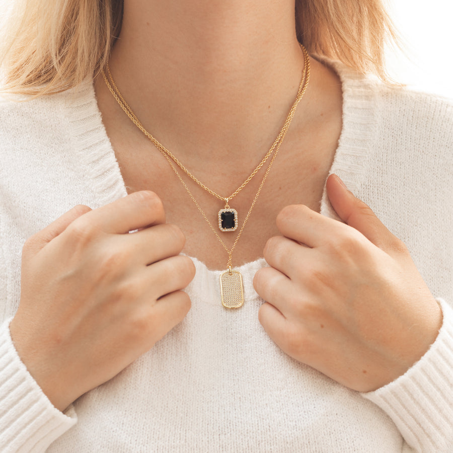 Diamond Dog Tag Necklace