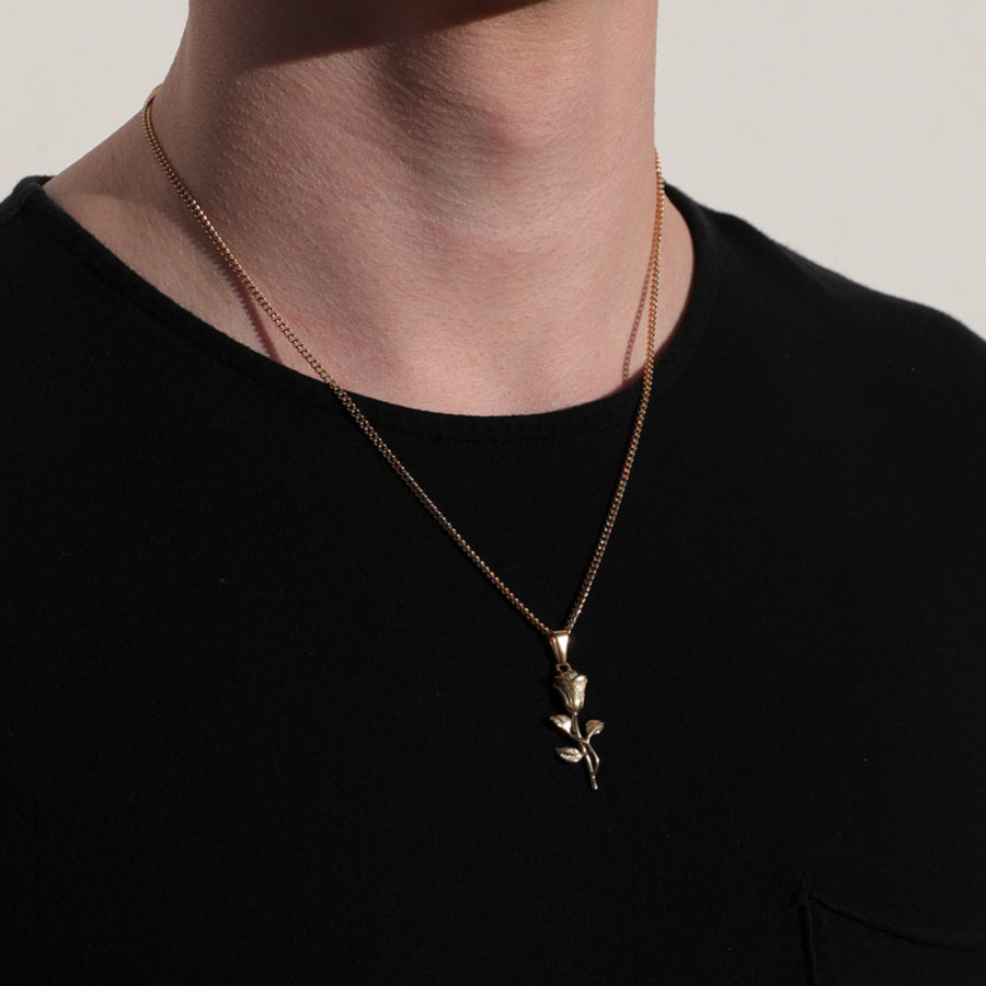 Rose Pendant Silver Rope Set
