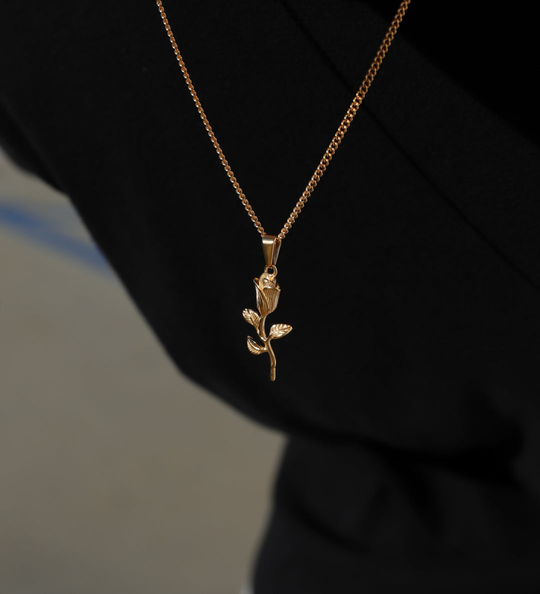 Large Rose Pendant Necklace