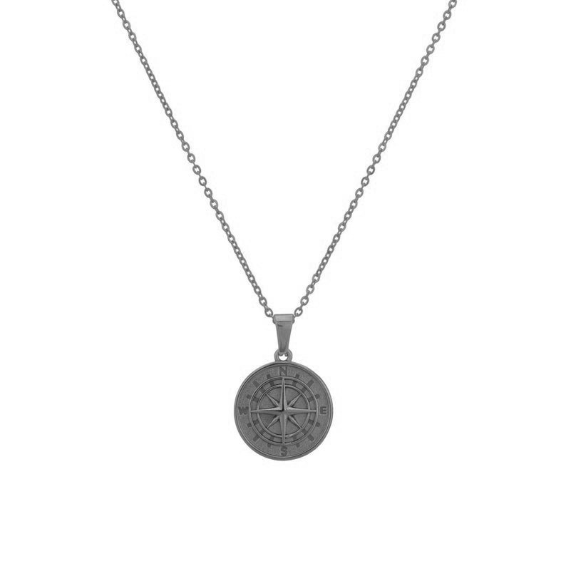 Silver Compass Necklace (6883429056678)