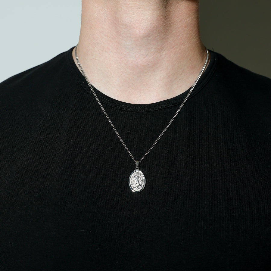 Saint Michael Pendant Silver Set